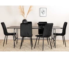 Venture Design Valgomasis stalas, Uno, 200x90 cm, Juodas, Valgomasis kėdė, Windu Lyx, 94x43 cm, Juoda