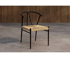 Venture Design Valgomojo kėdė, Alfons, 49x47 cm, juoda, plienas, ratanas