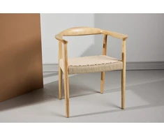 Venture Design Valgomojo kėdė Lovön 57x42x43 cm Balintos medienos spalvos Smėlio spalvos virvė Guminė mediena