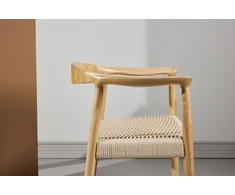 Venture Design Valgomojo kėdė Lovön 57x42x43 cm Balintos medienos spalvos Smėlio spalvos virvė Guminė mediena