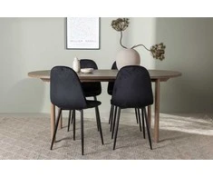 Venture Design Valgomojo komplektas Andy valgomojo stalas ir Polar kėdės 180x90x75 cm juodas MDF
