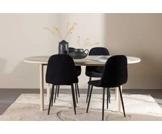 Venture Design Valgomojo komplektas Andy valgomojo stalas su Polar valgomojo kėdė 180x90 cm juoda
