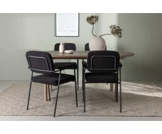 Venture Design Valgomojo komplektas Andy valgomojo stalas ir Yesterday valgomojo kėdė 180x75 cm juodas MDF boucle metalas