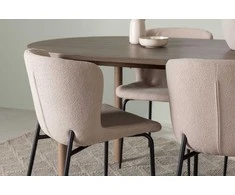 Venture Design Valgomojo komplektas Andy valgomojo stalas ir Modesto valgomojo kėdė 180x75 cm smėlio spalvos MDF