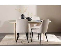 Venture Design Valgomojo komplektas Andy valgomojo stalas su Leone valgomojo kėde 180x90 cm smėlio spalvos
