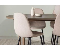 Venture Design Valgomojo komplektas Andy valgomojo stalas ir Polar valgomojo kėdė 180x75 cm Juoda Smėlio spalvos