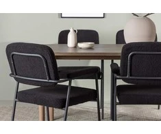 Venture Design Valgomojo komplektas Andy valgomojo stalas ir Yesterday valgomojo kėdė 180x75 cm juodas MDF boucle metalas