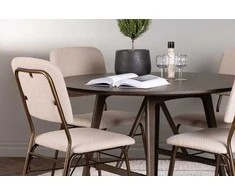 Venture Design Valgomojo komplektas Apvalus valgomojo stalas ir Seda kėdės 100 cm Ruda Smėlio spalva