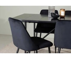 Venture Design Valgomojo komplektas Astrid valgomojo stalas ir naktiniai kėdės 200x75 cm juoda