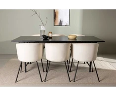 Venture Design Valgomojo komplektas Astrid valgomojo stalas ir Berit kėdė 200x75 cm juodas aksomas