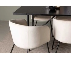 Venture Design Valgomojo komplektas Astrid valgomojo stalas ir Berit kėdė 200x75 cm juodas aksomas