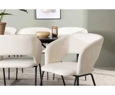 Venture Design Valgomojo komplektas Astrid valgomojo stalas ir dieninės kėdės 200x75 cm juoda balta linas