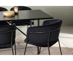 Venture Design Valgomojo komplektas Astrid valgomojo stalas ir Selma valgomojo kėdė 200x75 cm juodas MDF ir aksomas