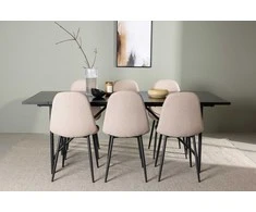 Venture Design Valgomojo komplektas Astrid valgomojo stalas 200x75 cm juodas