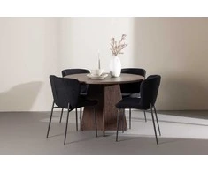 Venture Design Valgomojo komplektas Bootcut stalas su Modesto kėdėmis 110 cm Mocha poliesteris