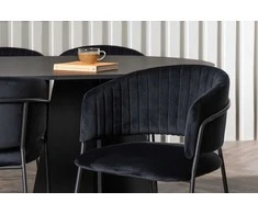 Venture Design Valgomojo komplektas Bootcut ovalus valgomojo stalas ir Selma valgomojo kėdė 115x230 cm juoda