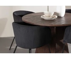 Venture Design Valgomojo komplektas Bootcut stalas ir Berit kėdė 110 cm, apmušalai iš moka korduro audinio