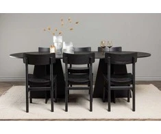 Venture Design Valgomojo komplektas Bootcut ovalus valgomojo stalas ir Montros kėdės 230x115 cm juodas MDF