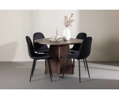 Venture Design Valgomojo komplektas Bootcut stalas su Polar kėdėmis 110 cm Moka juodas aksomas