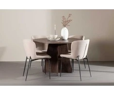 Venture Design Valgomojo komplektas Bootcut stalas su Modesto kėdėmis 110 cm Mocha Balta
