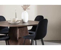 Venture Design Valgomojo komplektas Bootcut stalas su Polar kėdėmis 110 cm Moka juodas aksomas