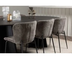 Venture Design Valgomojo komplektas Bootcut ovalus valgomojo stalas ir Modesto valgomojo kėdė 230x115 cm juoda smėlio spalvos