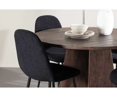 Venture Design Valgomojo komplektas Bootcut stalas su Polar kėdėmis 110 cm, moka spalvos ir juodas MDF