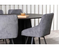 Venture Design Valgomojo komplektas Bootcut ovalus valgomojo stalas ir Rosie valgomojo kėdė 115x230 cm juoda