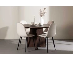 Venture Design Valgomojo komplektas Bootcut stalas su Polar kėdėmis 110 cm Mocha rusvai gelsvas MDF