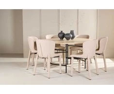 Venture Design Valgomojo komplektas Copenhagen stalas ir Astoria kėdės 140 cm smėlio spalvos