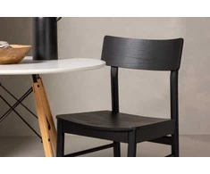 Venture Design Valgomojo komplektas Danburi valgomojo stalas ir Montros valgomojo kėdė 60 cm natūrali mediena medžio imitacija guminė mediena
