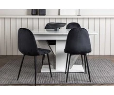 Venture Design Valgomojo komplektas Disa valgomojo stalas ir Polar kėdės 120x80 cm balta juoda