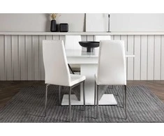 Venture Design Valgomojo komplektas Disa valgomojo stalas ir Pastill valgomojo kėdė 120x80 cm balta MDF