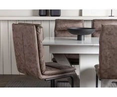 Venture Design Valgomojo komplektas Disa valgomojo stalas ir Zizo valgomojo kėdė 120x80 cm balta pilka juoda ruda MDF mikropluošto audinys