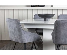 Venture Design Valgomojo komplektas Disa valgomojo stalas ir Rosie kėdės 120x80x76 cm Balta Pilka Juoda Tamsiai pilka MDF Audinys Plienas