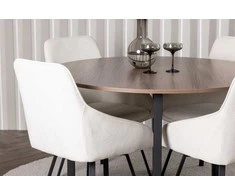 Venture Design Valgomojo komplektas Durango valgomojo stalas ir Rosie valgomojo kėdė 120 cm juoda smėlio spalvos MDF audinys