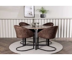 Venture Design Valgomojo komplektas Durango valgomojo stalas ir Evening valgomojo kėdė 120 cm juoda ruda