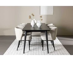 Venture Design Valgomojo komplektas Ellis valgomojo stalas su Agnes valgomojo kėdė 230x85 cm juoda