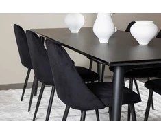 Venture Design Valgomojo komplektas Ellis valgomojo stalas su Night valgomojo kėdė 230x85 cm juodas plienas
