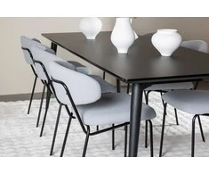 Venture Design Valgomojo komplektas Ellis valgomojo stalas su Chico valgomojo kėdė 230x85 cm juoda
