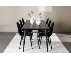 Venture Design Valgomojo komplektas Ellis valgomojo stalas su Polar valgomojo kėde 230x85 cm juodas