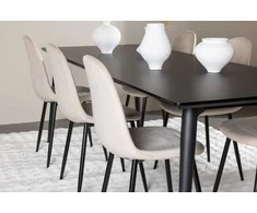 Venture Design Valgomojo komplektas Ellis valgomojo stalas su Polar valgomojo kėde 230x85 cm juodas