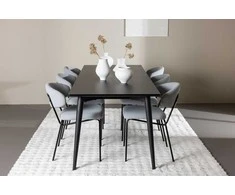 Venture Design Valgomojo komplektas Ellis valgomojo stalas su Chico valgomojo kėdė 230x85 cm juoda