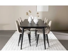 Venture Design Valgomojo komplektas Ellis valgomojo stalas su Polar valgomojo kėde 230x85 cm juodas