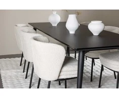Venture Design Valgomojo komplektas Ellis valgomojo stalas su Agnes valgomojo kėdė 230x85 cm juoda