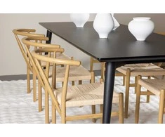Venture Design Valgomojo komplektas Ellis valgomojo stalas su Alfons valgomojo kėde 230x85 cm juodas