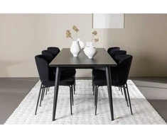 Venture Design Valgomojo komplektas Ellis valgomojo stalas su Modesto valgomojo kėdė 230x85 cm juoda