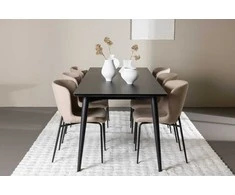 Venture Design Valgomojo komplektas Ellis valgomojo stalas su Modesto valgomojo kėdė 230x85 cm juoda