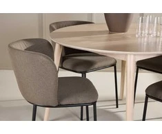 Venture Design Valgomojo komplektas Flora stalas su 4 Edina kėdėmis 120 cm balta ruda mediena audinys