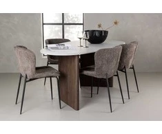 Venture Design Valgomojo komplektas Grönvik valgomojo stalas ir Modesto valgomojo kėdė 180x75 cm pilka